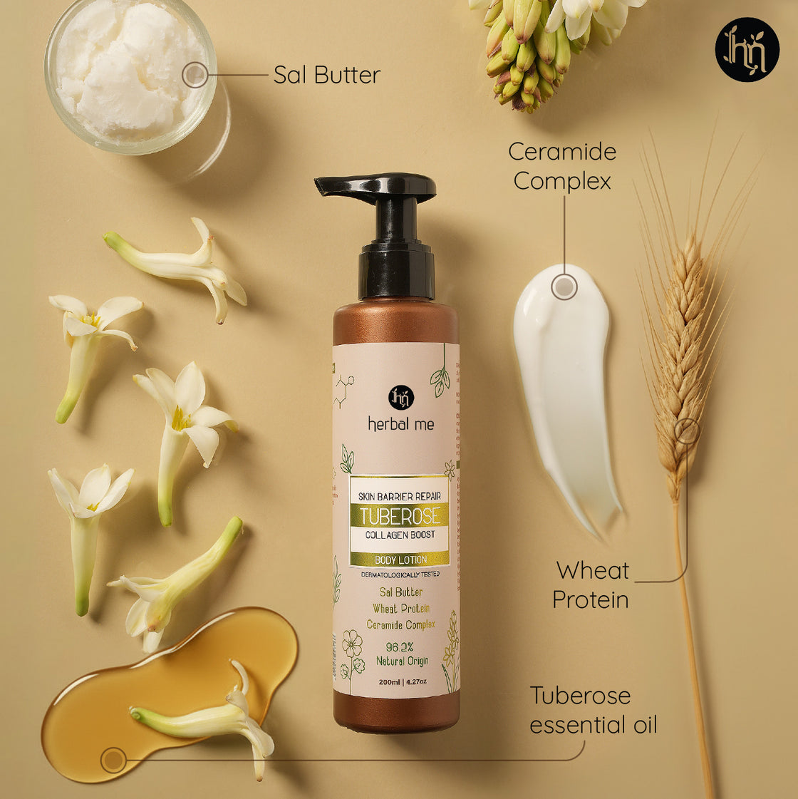 Tuberose Body Lotion - Collagen Boost and Skin Barrier Repair